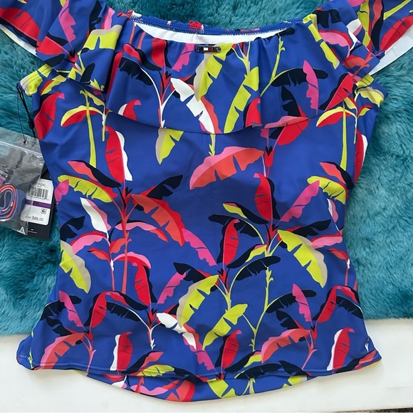 Tommy Hilfiger Vibrant Off-Shoulder Ruffle Tankini Size XXL - Picture 8 of 14